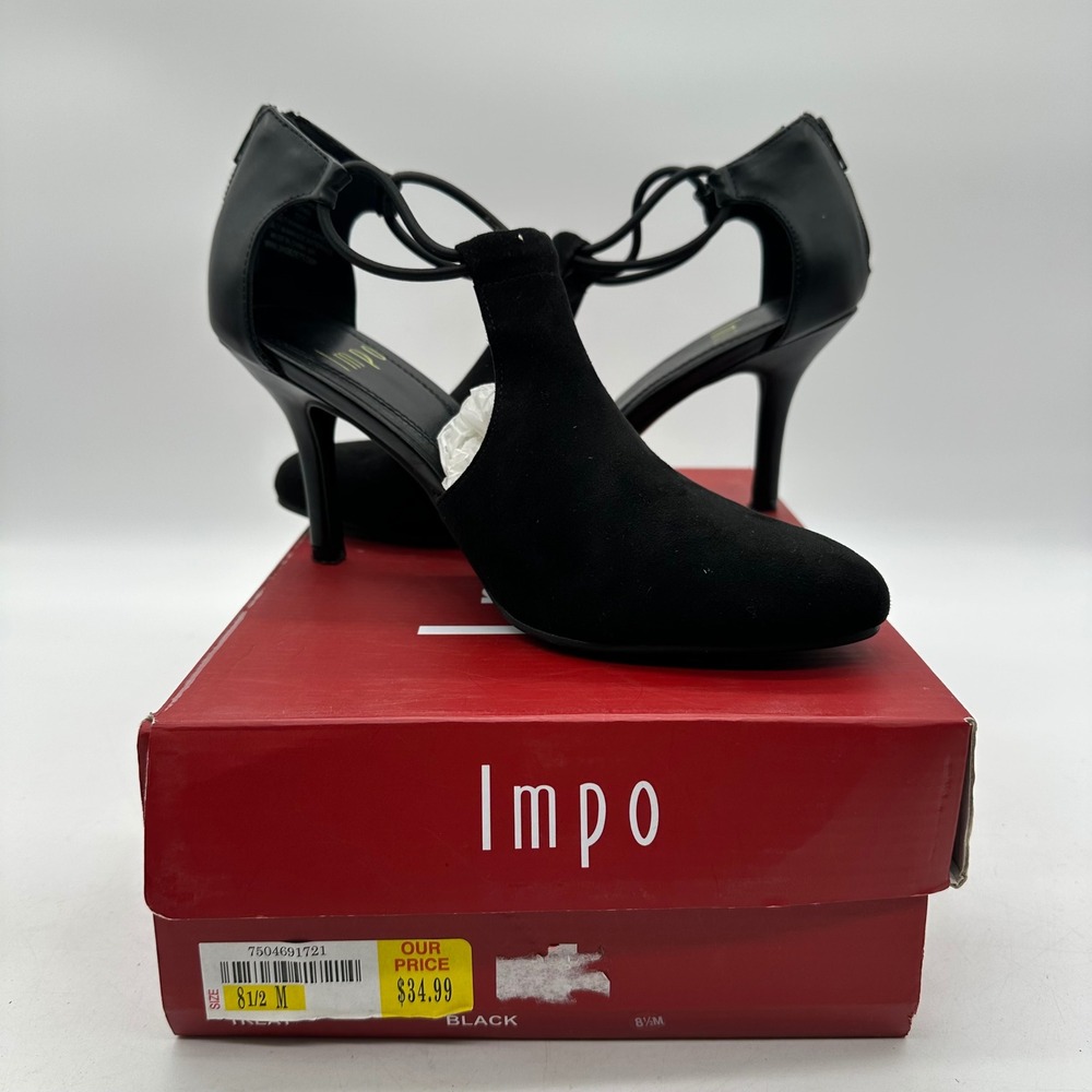 Impo Treat 750469 Womens 8.5M‎ Black Faux Suede Pointed Toe Stiletto Pumps Heels